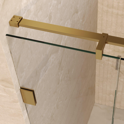 BRAUER Void Carving Nisdeur - 2-delig - 200x200cm - 70cm draaideur aan muur - glascoating - omkeerbaar - helder glas - geborsteld goud PVD