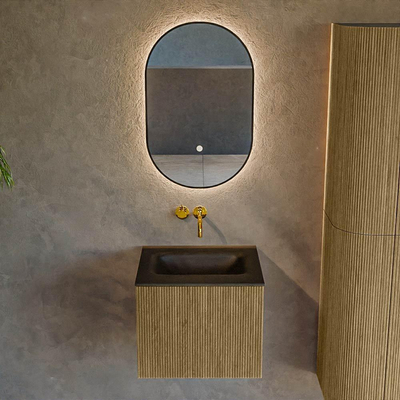 Mondiaz KURVE Ensemble meuble de salle de bains - 50x46x40cm - 1 tiroir - vasque solid surface - centrale - sans trou de robinet - Dusk