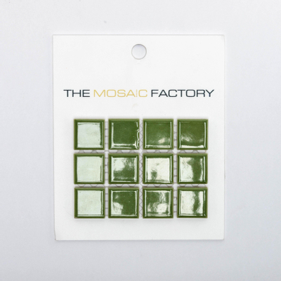 ÉCHANTILLON The Mosaic Factory Barcelona carreau mosaïque 2,3x2,3x0,6cm carreau mural pour intérieur et extérieur carré porcelaine Vert olive