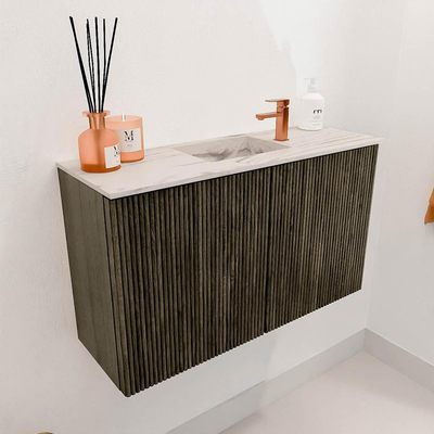Mondiaz JOYA-DLUX 70cm toiletmeubel - kleur Shadow - Wastafel FAYE positie Midden 1 kraangat kleur Nata.