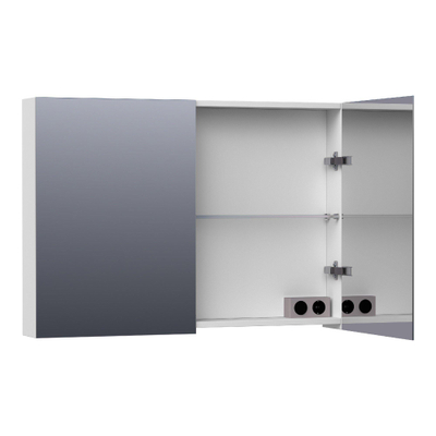 BRAUER Impress armoire de toilette – 99 x 70 x 15 cm – 2 portes, portes-miroir double face – Blanc mat