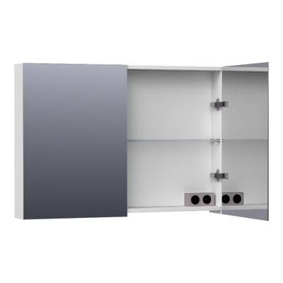 BRAUER Plain Spiegelkast - 100x70x15cm - 2 links/rechtsdraaiende spiegeldeuren - MDF - mat wit