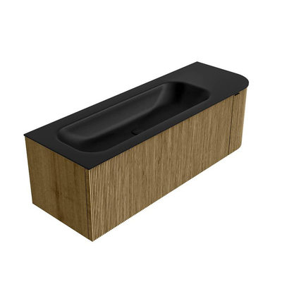 Mondiaz KURVE Badkamermeubelset - 135x46x40cm - 1 lade - 1 deur - wastafel solid surface - links - 1 kraangat - Dusk