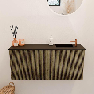 Mondiaz JOYA 90cm toiletmeubel - kleur Dusk - Wastafel FAYE positie Rechts 1 kraangat kleur Urban.