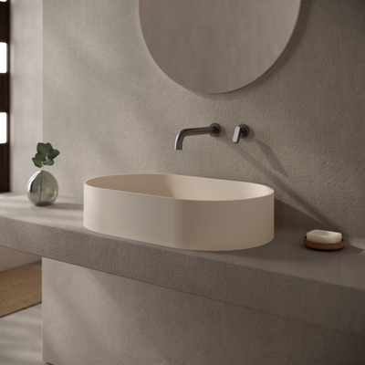 Ideavit Solidthin-60 Opbouw wastafel - 60x35x13 - solid surface - crème mat