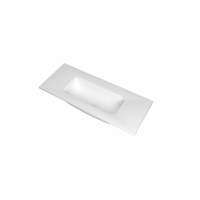 INK Reflekt lavabo - 100x40x1,5cm polystone milieu sans trou de robinet - mat blanc