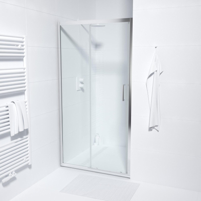 Marenza Slide Quick Fit Porte coulissante - 100x190cm - verre de sécurité 6mm - profilé alu - anti-calcaire - chrome