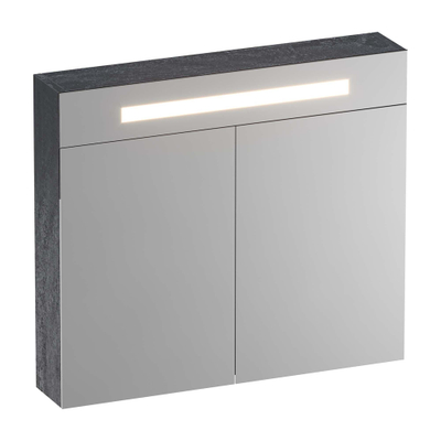 BRAUER Double Face spiegelkast 80x70x15cm verlichting geintegreerd met 2 links- en rechtsdraaiende spiegeldeuren MFC Metal