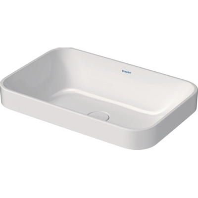 Duravit Happy D.2 Plus waskom rechthoekig - zonder kraangat - zonder overloop - 60x40cm - met keramische afdekkap - glans wit