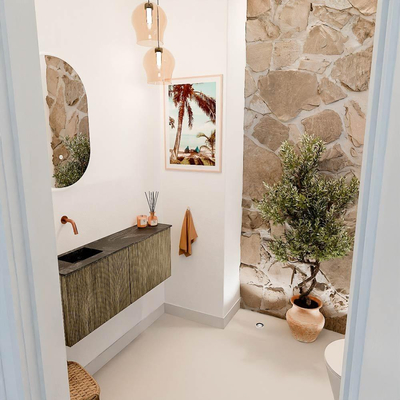 Mondiaz JOYA-DLUX 100cm toiletmeubel - kleur Dusk - Wastafel FAYE positie Links Zonder kraangat kleur Lava.