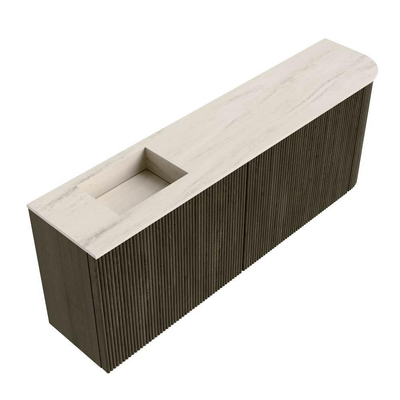 Mondiaz JOYA-DLUX 111.6cm toiletmeubel - ronding rechts kleur Shadow - Wastafel FAYE positie Links 1 kraangat kleur Meli.