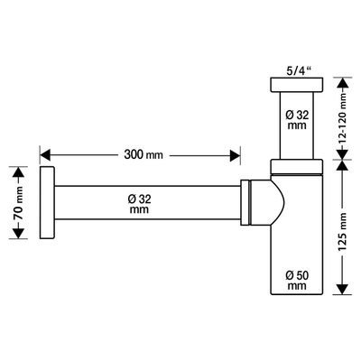 Differnz siphon lavabo design chro avec mat