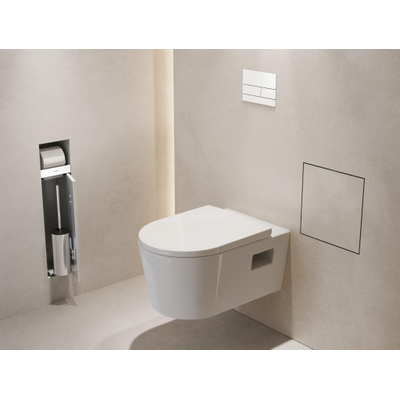Hansgrohe XtraStoris Rock Poubelle - 30x30x10cm - porte carrelable - blanc mat