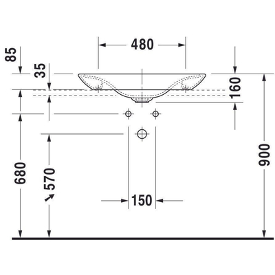 Duravit PuraVida Opbouwwastafel - met bevestiging en afvoer - inclusief keramische afdekkap - 70x42cm - glans wit