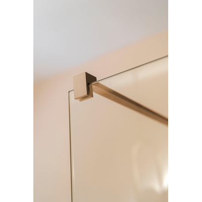 FugaFlow Eccelente Vetro Douche à l'italienne - 120x200cm - paroi de verre arrondie - gauche - verre strié - bras mural - cuivre brossé (Cuivre)