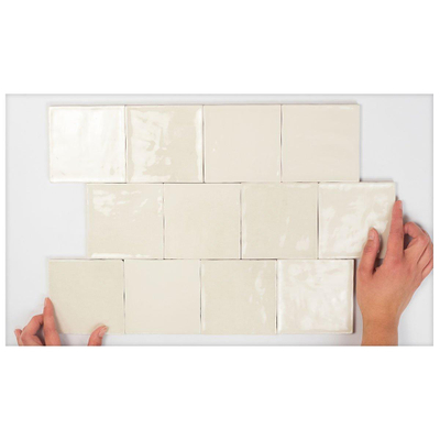 Terravito Bemare carreau mural - 10x10cm - 8mm - Carré - Crème brillant