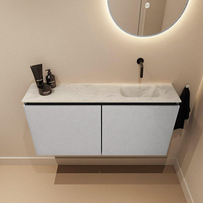 MONDIAZ TURE-DLUX Meuble toilette - 100cm - Plata - EDEN - vasque Opalo - position droite - sans trou de robinet