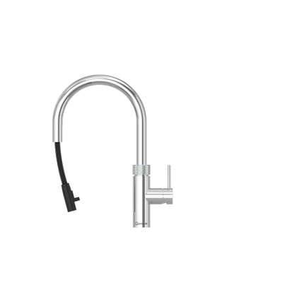 Quooker BE Flex Round Robinet d'eau bouillante - bec pivotant & extractible - PRO3 incl. réservoir Cube - Eau chaude / bouillante / pétillante / filtrée - chrome