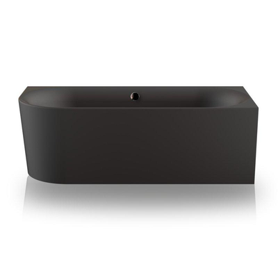 Plieger Kansas Baignoire d'angle - 180x80x60cm - angle droit - avec arrivée d'eau - avec garniture de vidage et de trop-plein - avec pieds - acrylique - noir mat