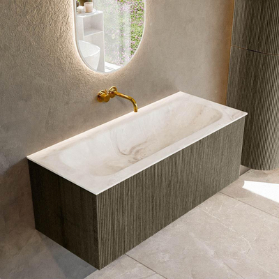 Mondiaz KURVE-DLUX Ensemble meuble de salle de bains - 110x46x40cm - 1 tiroir - vasque solid surface - central - sans trou de robinet - Shadow