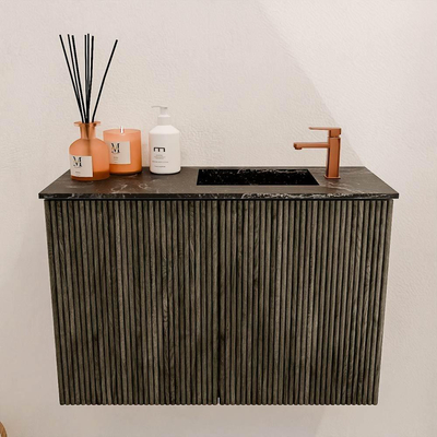 Mondiaz JOYA-DLUX 60cm toiletmeubel - kleur Shadow - Wastafel FAYE positie Rechts 1 kraangat kleur Lava.