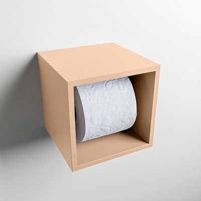 Mondiaz EASY Porte-rouleau de papier toilette - CUBE 170 - 16x16x16cm - solid surface - Rosee