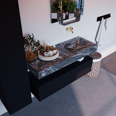 Mondiaz ALAN-DLUX Ensemble de meuble - 120cm - meuble Urban mat - 1 tiroir - Lavabo Cloud Lava suspendu - vasque droite - 0 trous de robinet