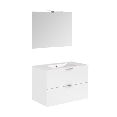 Allibert euro pack ensemble de meubles de salle de bain avec miroir 80x55cm 2 tiroirs blanc brillant