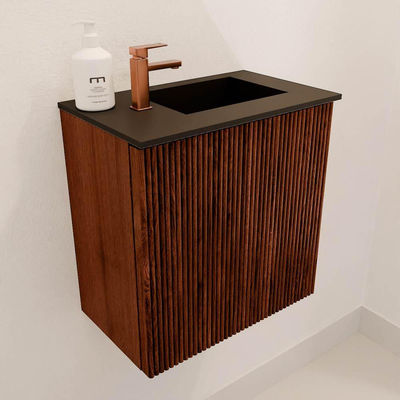 Mondiaz JOYA 40cm toiletmeubel - kleur Ruby - Wastafel FAYE positie Rechts 1 kraangat kleur Urban.