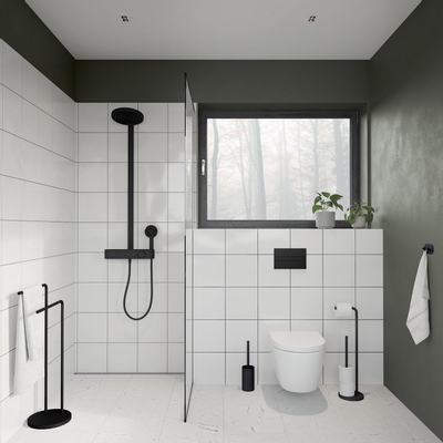 Smedbo Beslagsboden Handdoekhouder - 40x80x25cm - Staal Mat zwart SHOWROOMMODEL