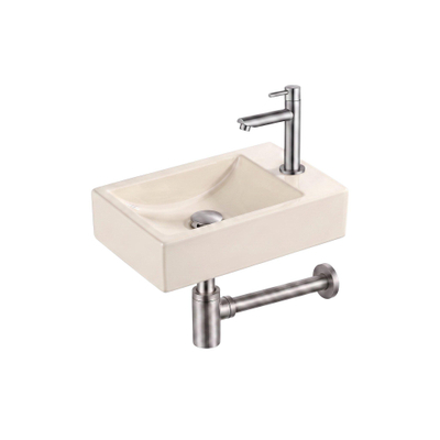 Saniclass Fuente pack lave-mains – rectangulaire – 40 x 22 x 10 cm – Solid Surface beige – robinet inox