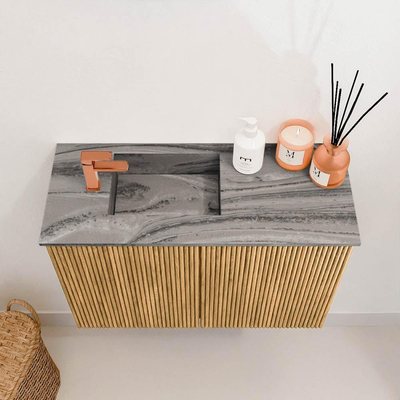 Mondiaz JOYA-DLUX Meuble de salle de bains 60cm - couleur Oak - Vasque FAYE position Gauche 1 trou de robinet couleur Sombra.