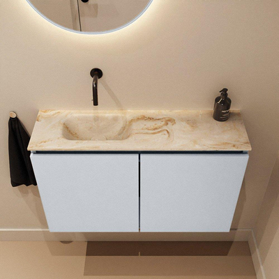 MONDIAZ TURE-DLUX 80cm toiletmeubel Clay. EDEN wastafel Frappe positie links. Zonder kraangat.
