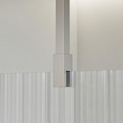 FortiFura Galeria Douche à l'italienne - 30x200cm - Verre nervuré - Bras plafond - Acier inoxydable brossé