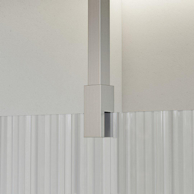 FugaFlow Eccelente Douche à l'italienne en verre - 180x200cm - verre strié - bras de plafond - Inox brossé PVD (Inox)