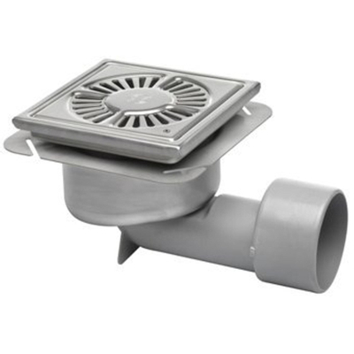 Aquaberg Siphon de sol en acier inoxydable sortie verticale avec seau 20x20cm grille en acier inoxydable 75mm verrouillable