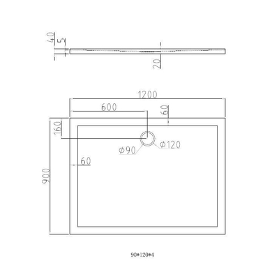 Best Design Dona lage rechthoekige douchebak 120x90x4cm TWEEDEKANS