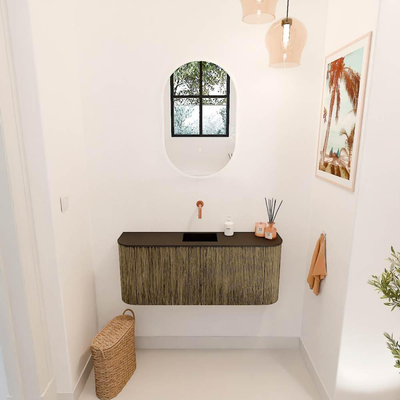 Mondiaz JOYA 103.2cm toiletmeubel - ronding links en rechts kleur Dusk - Wastafel FAYE positie Midden Zonder kraangat kleur Urban.