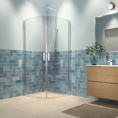 Sealskin Inc. Cabine de douche quart de cercle en deux parties 100x100x200cm verre de sécurité clair 8mm avec couche anticalcaire Argent brillant