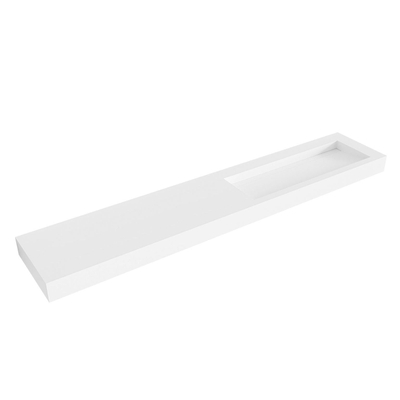 Mondiaz AVON Vrijhangende wastafel - 240cm - wasbak rechts - rand 12cm - Solid surface Talc