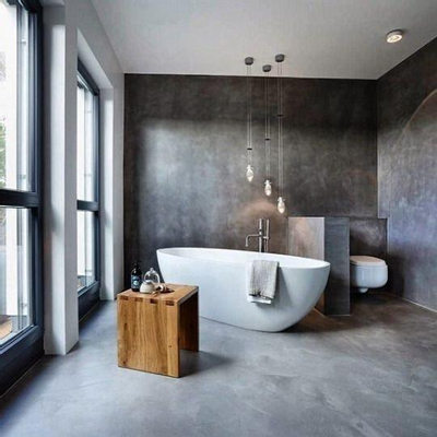 Arcqua Cusco baignoire îlot 175x85x55cm marbre coulé Noir mat