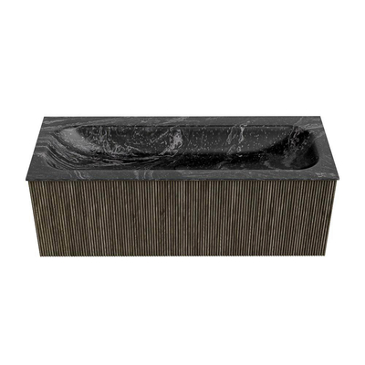 Mondiaz KURVE-DLUX Badkamermeubelset - 120x46x40cm - 1 lade - wastafel solid surface - midden - 1 kraangat - Shadow