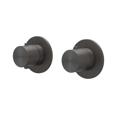 IVY Concord Élément de finition - pour mitigeur thermostatique encastré - inverseur d’arrêt 2 voies - Symmetry - rosace ronde - acier inoxydable 316 brossé carbon black PVD