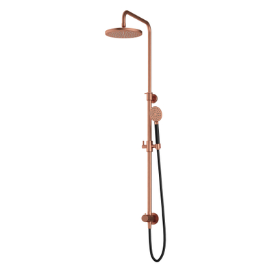 Hotbath Cobber M438 regendoucheset met omstel en 150cm doucheslang met 20cm ronde hoofddouche ronde handdouche koper geborsteld - living colours - zonder kraan -OUTLET UDEN