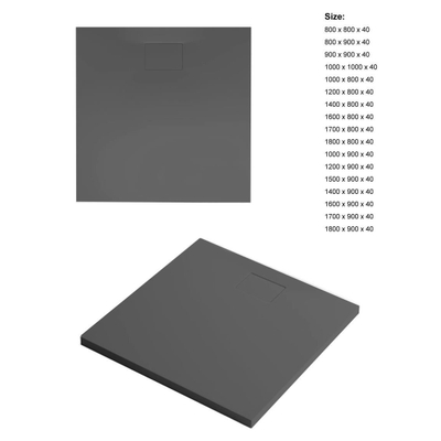 Xenz Flat Plus Douchebak - 90x150cm - Rechthoek - Antraciet mat