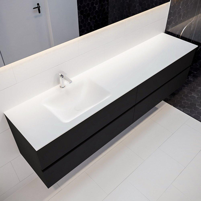 Mondiaz VICA ensemble de meuble de salle de bain - 200cm - meuble sous-vasque urbain - 4 tiroirs - lavabo nuage gauche - 1 trou de robinet - miroir LED - version XL 60cm de haut