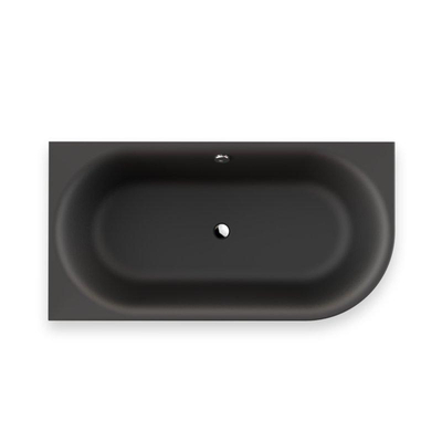 Plieger Kansas Hoekbad - 155x80x60cm - hoek links - met waterinlaat - met af- en overloopgarnituur - met poten - acryl - mat zwart