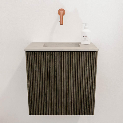 Mondiaz JOYA-DLUX 40cm toiletmeubel - kleur Shadow - Wastafel FAYE positie Midden Zonder kraangat kleur Opalo.