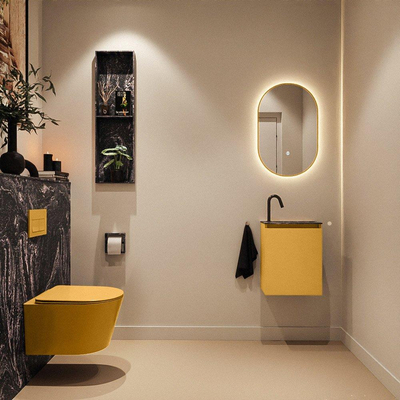 MONDIAZ TURE-DLUX Meuble toilette - 40cm - Ocher - EDEN - vasque Lava - position droite - 1 trou de robinet