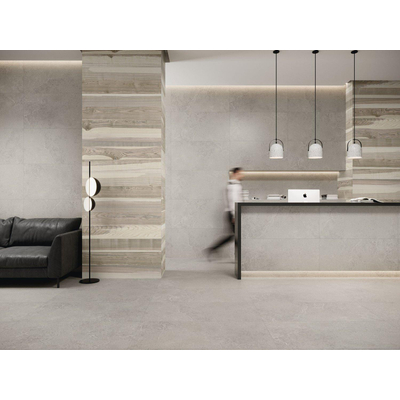 Cifre Ceramica Norwich wand- en vloertegel - 60x120cm - gerectificeerd - Betonlook - Pearl mat (grijs)